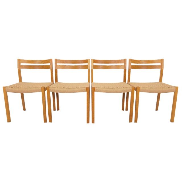 Vintage Dining Chair in Oak by Jorgen Henrik Møller, Set of 4 For Sale
