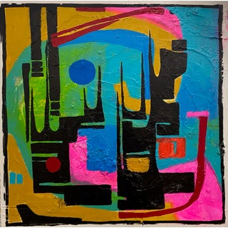 In Common by Jennifer Bobola | Mixed media abstract composition with vibrant colors. For Sale
