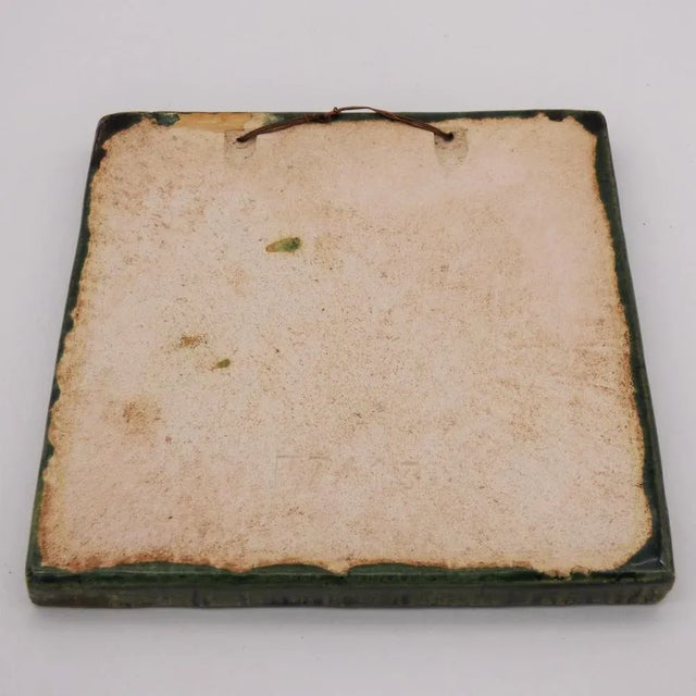 Ceramic Wall Tile of the Karlsruhe Majolica by Meschede, 1967, in Very Good conditions. Designed 1960 to 1969 This piece...