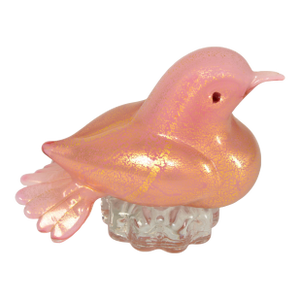 1950 Barbini Style Murano Art Glass Pink Gold Flecks Italian Bird Sculpture
