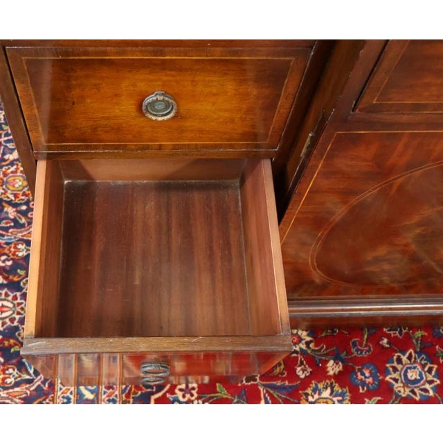 Mid 20th Century Grosfeld House Flame Mahogany Inlaid China Cabinet Bookcase Breakfront For Sale - Image 10 of 18