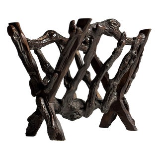 Rustic Magazine Rack in Terracotta Color For Sale
