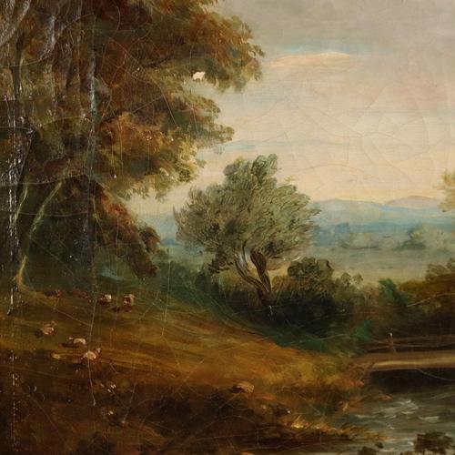 Unknown, Landscape with Mill, Oil on Canvas, Framed For Sale - Image 5 of 11