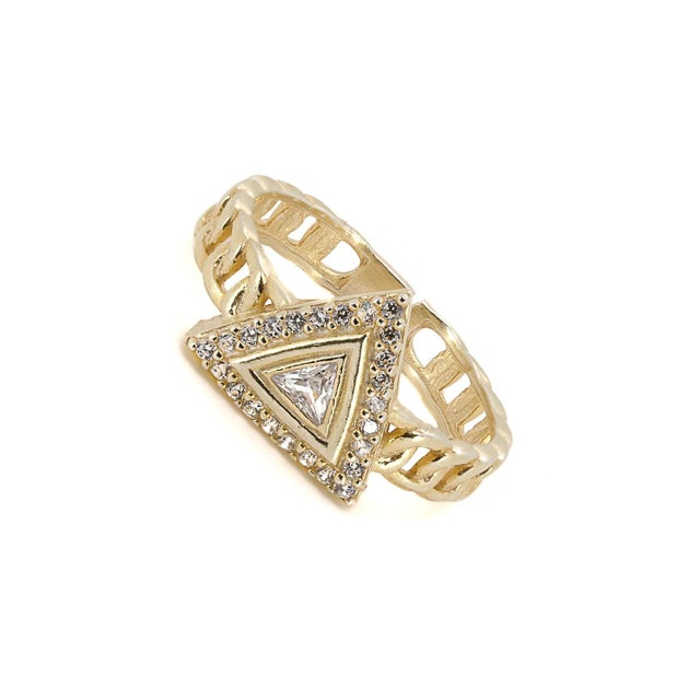 Contemporary Gold Vermeil Diamond Ring, Size 8 For Sale - Image 3 of 8