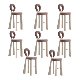 Mary Bar Chairs with Upholstered Legs by Ottiu, Set of 8 For Sale