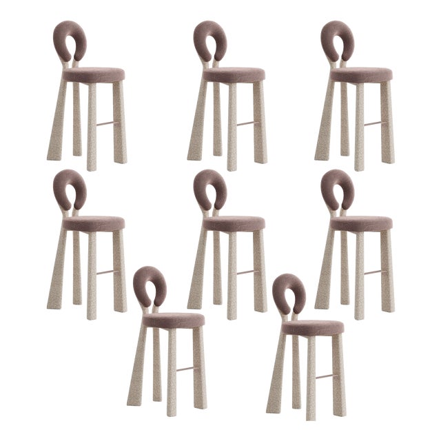 Mary Bar Chairs with Upholstered Legs by Ottiu, Set of 8 For Sale