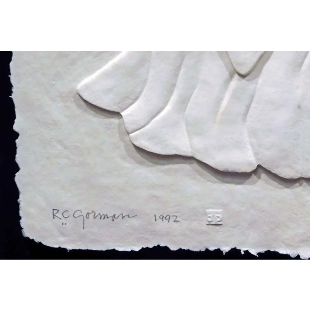 Impressionist R.C.Gorman "Nallie Begay" Paper Cast Embossing on Paper Hand Signed 1992 Framed For Sale - Image 3 of 8