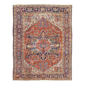 Antique Colorful Persian Heriz Rug With Geometric Patterns and Intricate Design 8'3 X 10'4