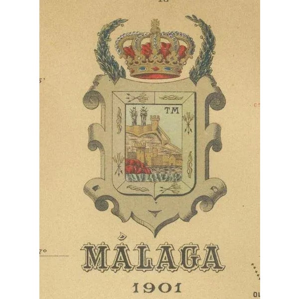 Map of Málaga, 1901 For Sale - Image 6 of 8
