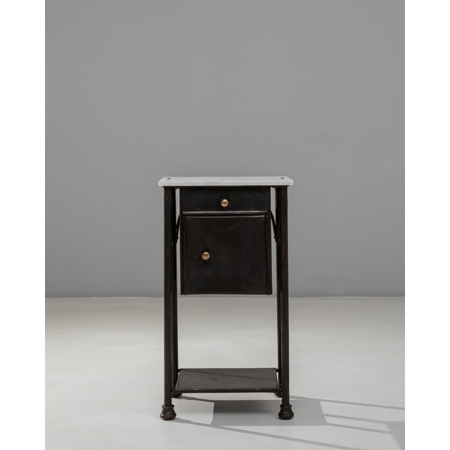 1910s French Industrial Metal Bedside Table With Marble Top For Sale - Image 17 of 18