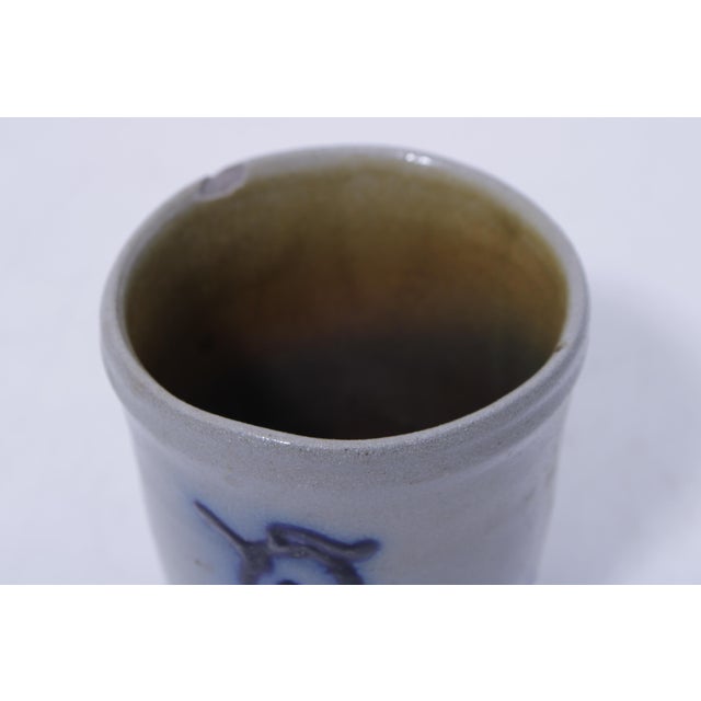 1980s Blue Stoneware Cup W. Bird Design For Sale In Philadelphia - Image 6 of 14