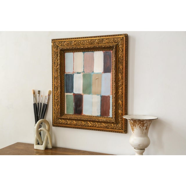 Contemporary Original Framed Abstract Painting in Antique Gold Bronze Frame For Sale - Image 3 of 13