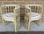 Mid 20th Century Vintage Hollywood Regency Distressed Cream Washed Spindle Barrel Chairs With Chinese Horseshoe Design, a Pair For Sale - Image 5 of 11