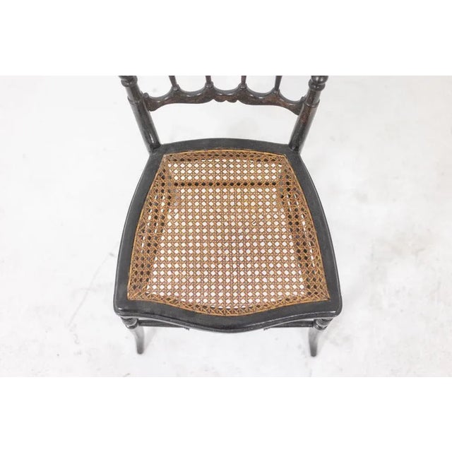 Napoléon III Caned Chair in Turned and Blackened Wood For Sale - Image 6 of 11
