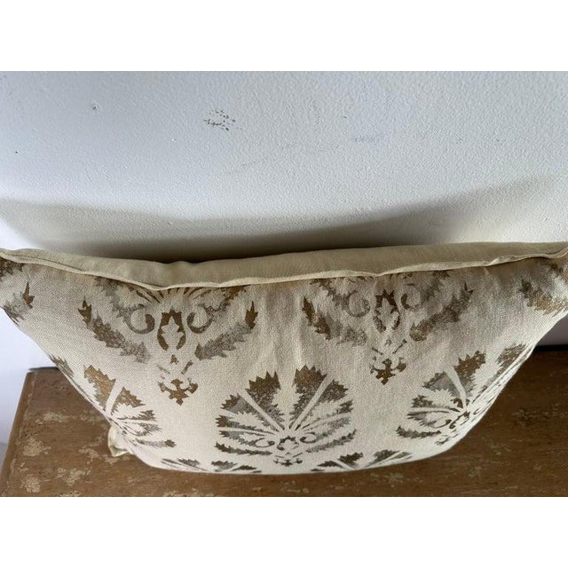 Traditional Hand Stenciled Linen Pillow by Nomi Textiles, Rococo Style, For Sale - Image 3 of 5
