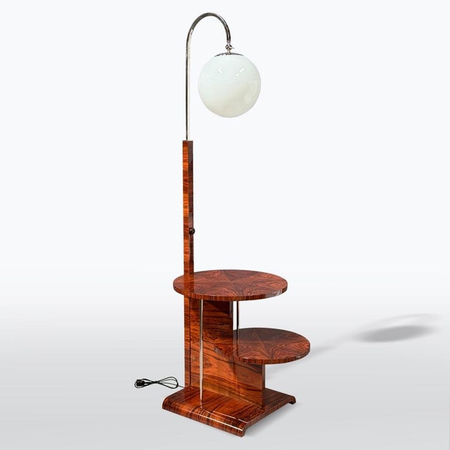 Brown Art Deco Walnut Floor Lamp, 1930s For Sale - Image 8 of 8