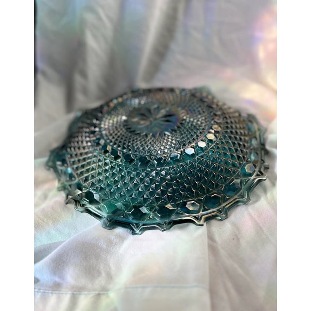 Sky Blue 1950s Indiana Glass Carnival Glass Plate Dish Catchall For Sale - Image 8 of 9