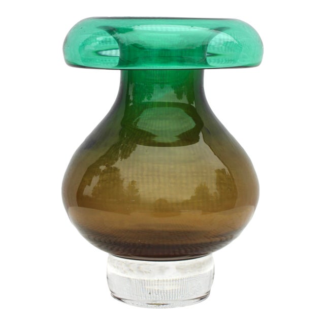 1960s Ombre Green Glass Vase by Vicke Lindstrand for Kosta Boda For Sale