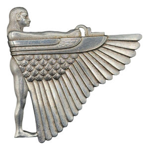 1920s Art Deco Egyptian Revival Goddess Isis 2.5" 800 Silver Brooch