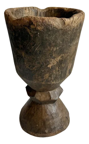 Large Vintage Guinea Wood Pestle Bowl