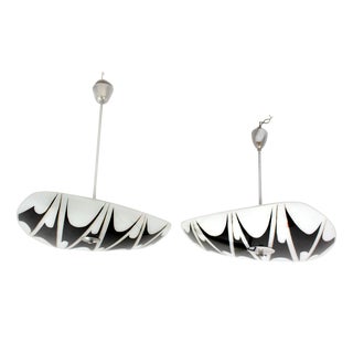 Large Vintage Czechoslovakian Opaline Glass Pendant Lights, 1970s, Set of 2 For Sale