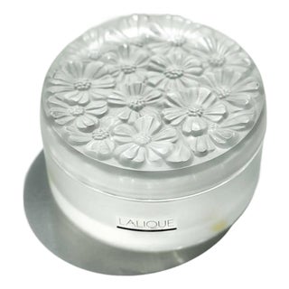 Vintage Lalique Floral Vanity Box | 20th Century French Crystal For Sale