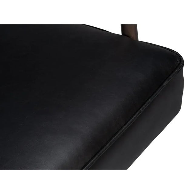 Industrial Black Leather Desk Chair For Sale - Image 11 of 12