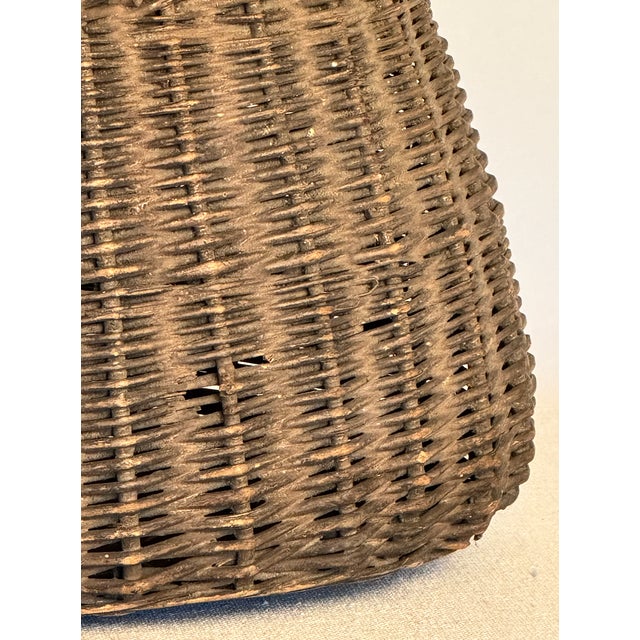 American 1900s Antique Large Wicker Fishing Creel For Sale - Image 3 of 6