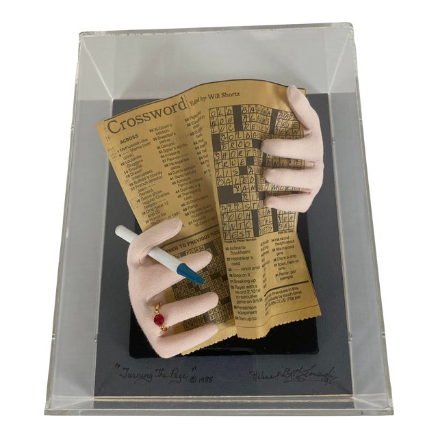 Vintage Sculptured Hands "The Crossword Puzzle" Solver "Turning the