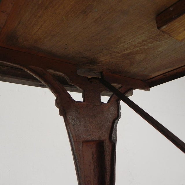 Art Deco Bistro Table with Oak Top on Cast Iron Base, 1930s For Sale - Image 12 of 18