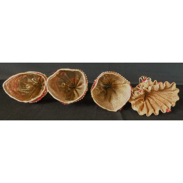 Red & Gold Mesh Victorian Dresses Hand Decorated Christmas Tree Ornaments - Set of 4 For Sale In West Palm - Image 6 of 6