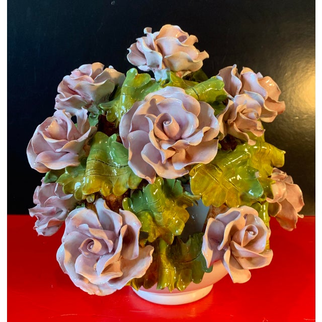 MidCentury Capodimonte Porcelain Pink Rose Floral Bouquet Chairish