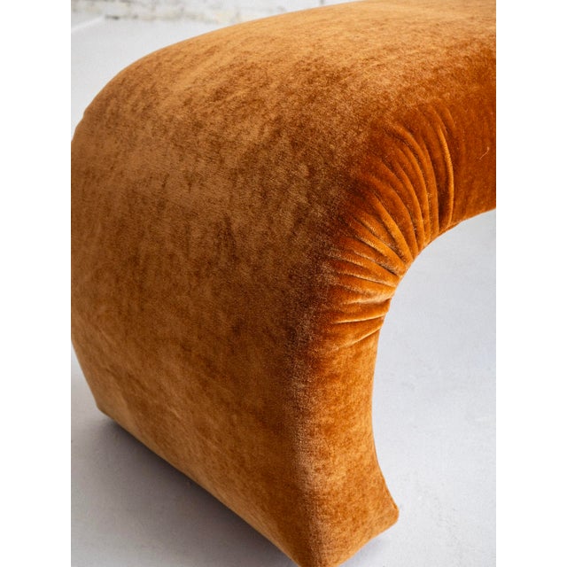 Copper 1980’s Waterfall Bench in Copper Mohair For Sale - Image 8 of 8