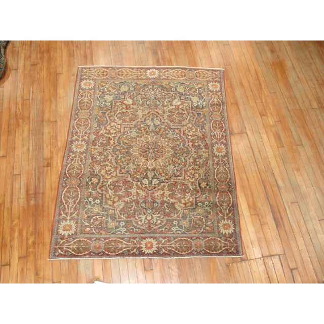 Antique Zabihi Collection Persian Tabriz Accent Rug - 4'7" x 6' For Sale - Image 4 of 9