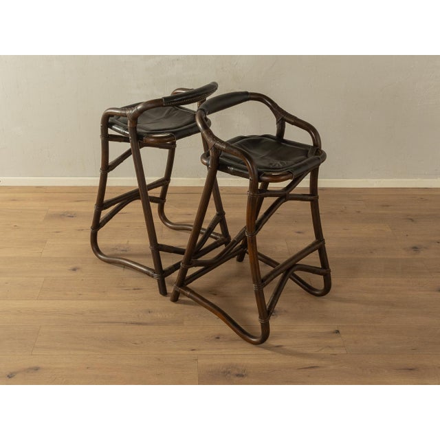 Mid-Century Modern Bamboo Bar Stools from Horsnæs Design, 1970s, Set of 2 For Sale - Image 3 of 9