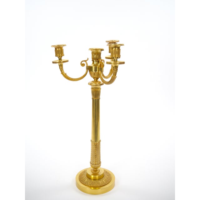 Pair 19th Century Italian Gilt Bronze Four-Light Candelabra Engraved Details For Sale - Image 9 of 11