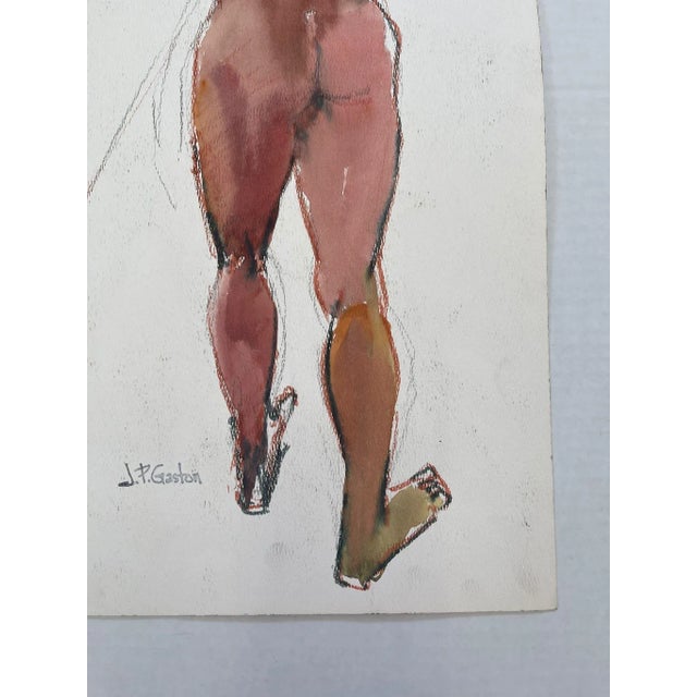Paper Vintage Nude Abstract Portrait Painting on Paper, Double-Sided For Sale - Image 7 of 10