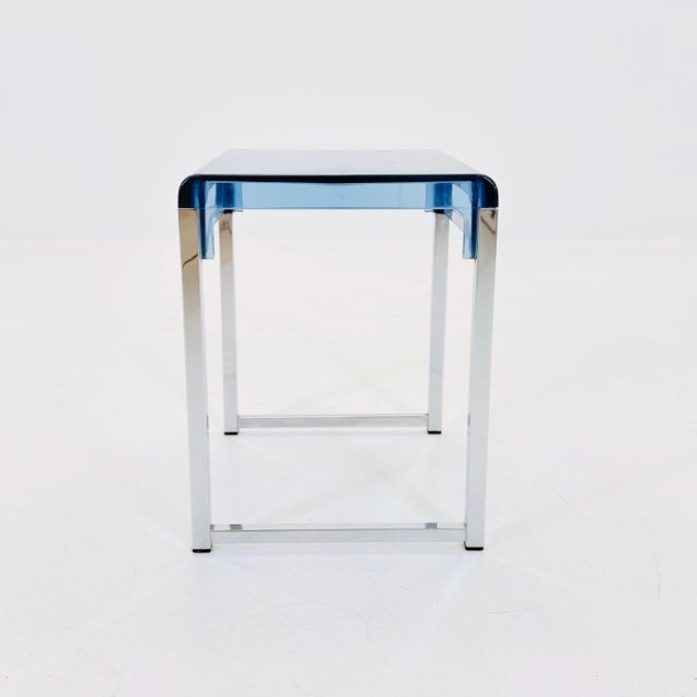 Contemporary Mid-Century Space Age Blue Side Table by Marc Berthier for Prisunic, 1970s For Sale - Image 3 of 11
