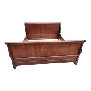 1980s National Mt. Airy Louis Philippe Cal King Cherry Sleigh Bed For Sale