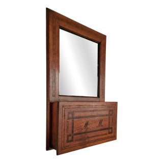Antique Inlaid Wall Mirror with Case, 1890s For Sale