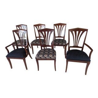 1990s Ethan Allan Medallion Neoclassical Chairs - Set of 6 For Sale