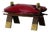Moroccan Camel Saddle Stool in Stained Wood, Brass and Leather, North Africa, 1980 For Sale