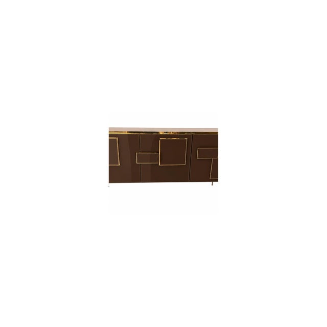 Not Yet Made - Made To Order Three-Door Italian Sideboard in Chocolate Glass and Brass from Justfurnituress SRL For Sale - Image 5 of 10