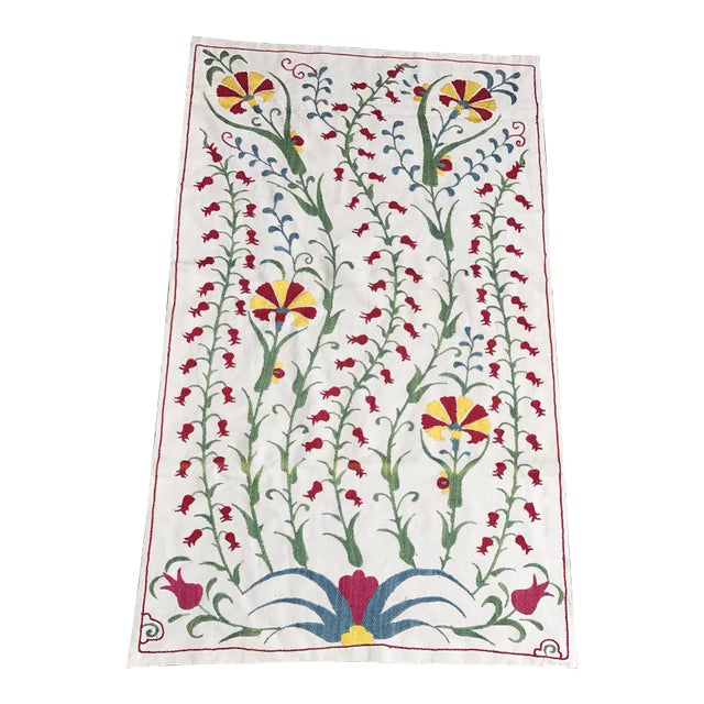 Cotton & Silk Floral Runner For Sale