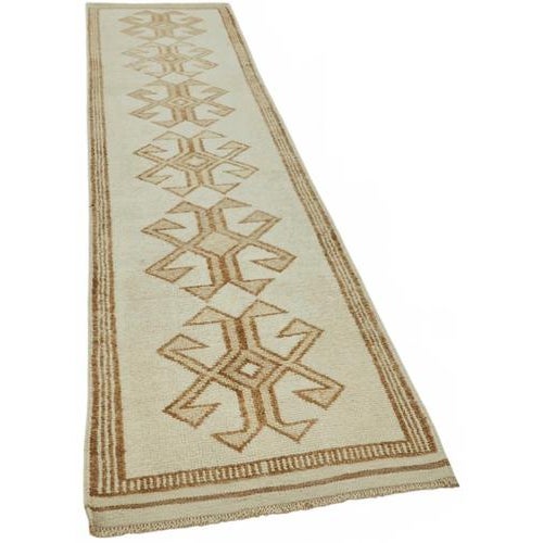 Textile Beige Bohemian Runner Rug For Sale - Image 7 of 7