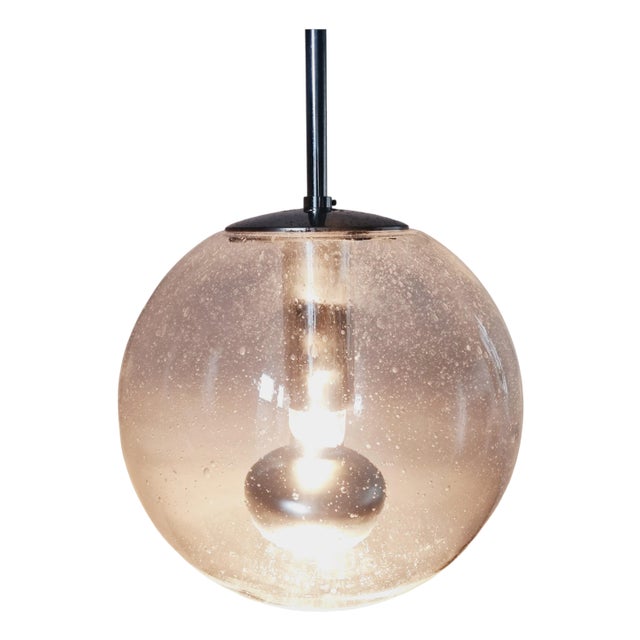 Mid-Century Bubble Glass Globe Pendant attributed to Glashütte Limburg, Germany, 1970s For Sale