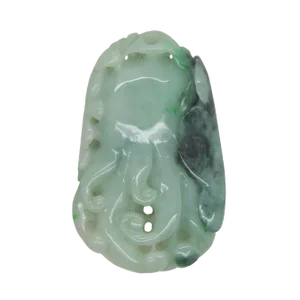 Hand Carved Natural Jade Lucky Feng Shui Buddha Finger Fruit With Pixiu Pendant