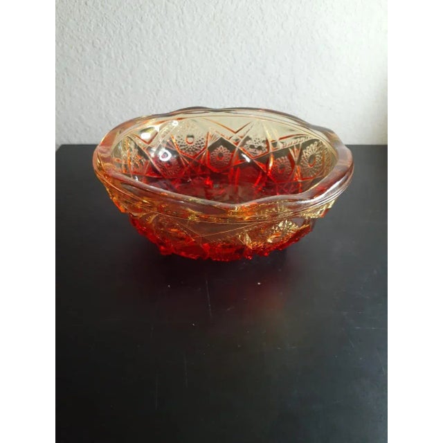 1960s Vintage Jeannette Amberina Glass Decorative Pedestal Bowl For Sale - Image 5 of 6