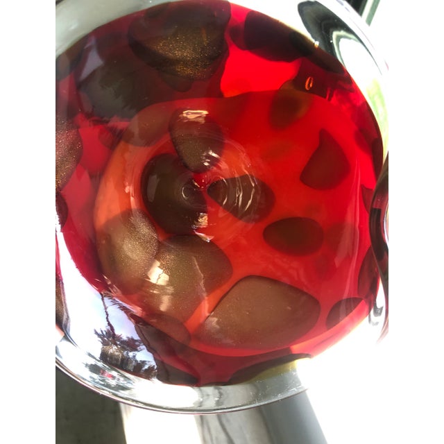 Glass 1960s Double Thumb Print Bowl With “Big Cat” Gold Flecks- Attributed to Flavio Poli for Seguso For Sale - Image 7 of 10