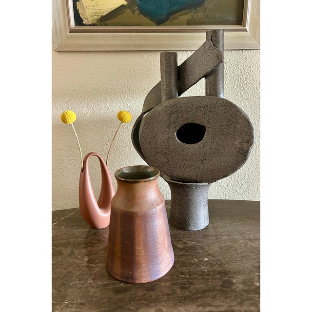 Signed Calder Mid-Century Modern Pottery Vase Pot For Sale In Palm Springs - Image 6 of 11
